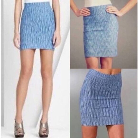 BCBGMAXAZRIA Blue Space Dye Bodycon Bandage Mini Skirt Small - Picture 1 of 5